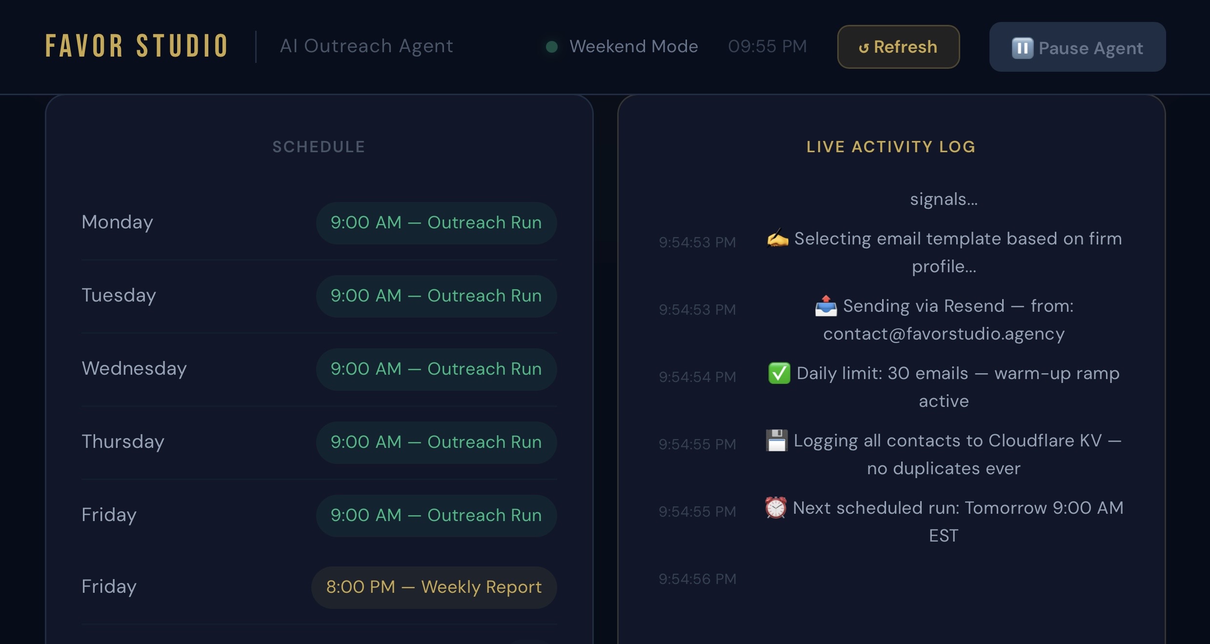 AI Client Acquisition System — Outreach Agent Dashboard