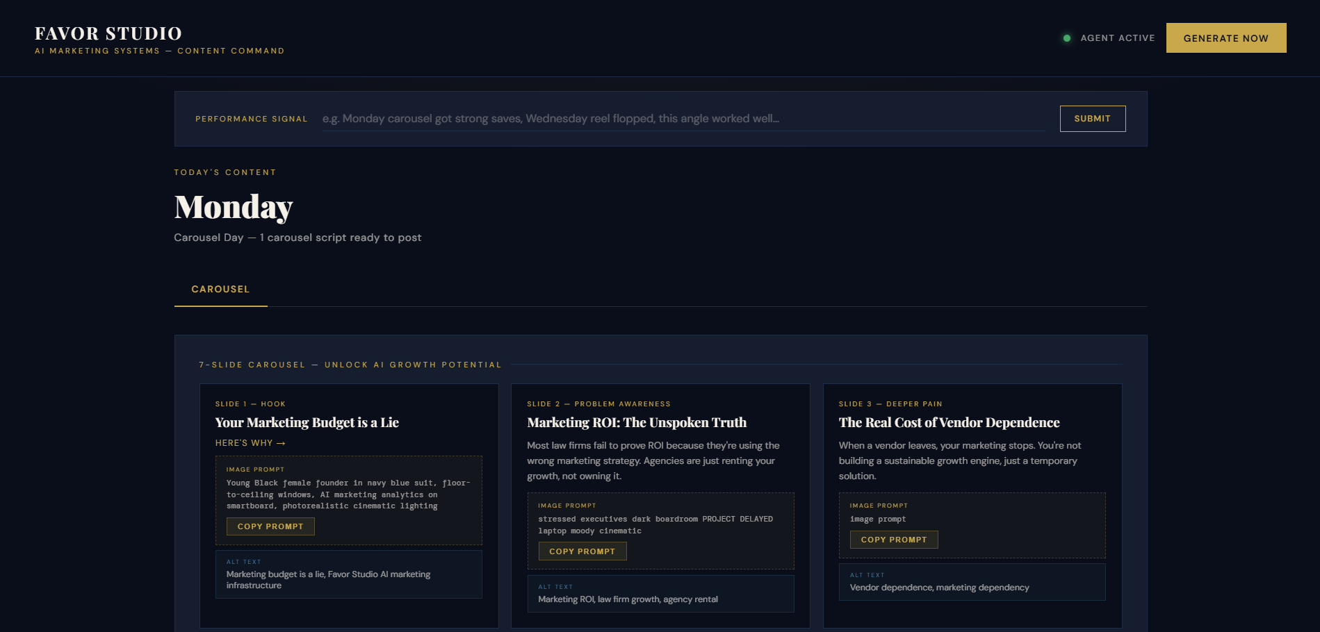 AI Content Strategy System — Social Media Agent Dashboard